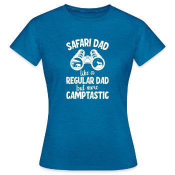 Safari Papa - T-shirt Femme - bleu saphir antique chiné - Devant - AI Model Female 172 dark (172cm)