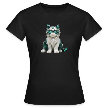 Geburtsstein-Katze Mai - Frauen T-Shirt - Schwarz - Vorne - AI Model Female 172 dark (172cm)