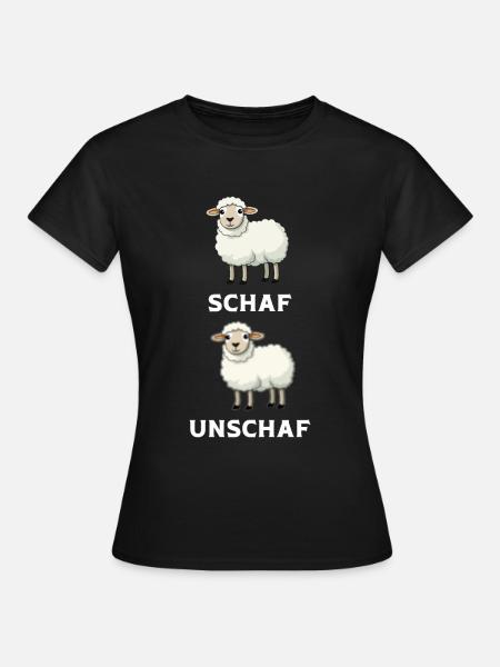 EIn Schaf und unschaf zwei lustige Schafe unscharf - Frauen T-Shirt - Schwarz