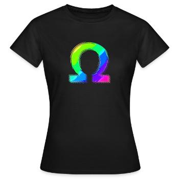 Oméga| icône | Alphabet grec - T-shirt Femme - noir - Devant - AI Model Female 172 dark (172cm)