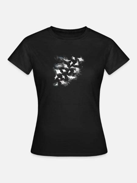 rochen,rochenschwarm,weiss,meer,graffiti,malerei, - Frauen T-Shirt - Schwarz