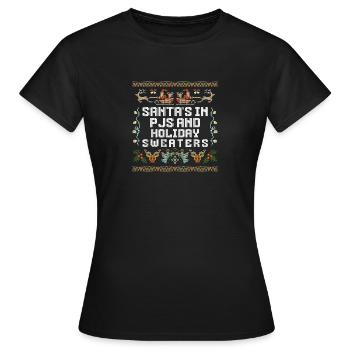 Christmas Santa's Here Jolly Elf Oh Oh Oh - Frauen T-Shirt - Schwarz - Vorne - AI Model Female 172 dark (172cm)
