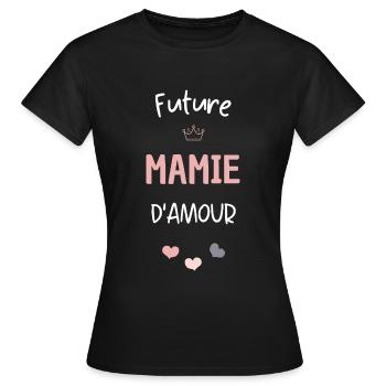 Future mamie d'amour ! Cadeau future mamie - T-shirt Femme - noir - Devant - AI Model Female 172 dark (172cm)