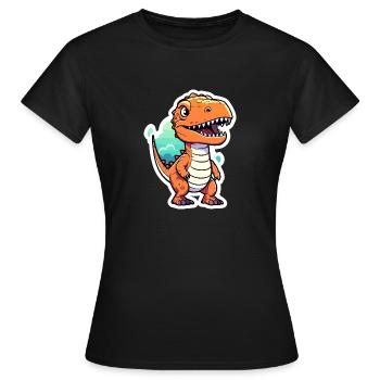 Dessin de dinosaure Tyrannosaurus Rex - T-shirt Femme - noir - Devant - AI Model Female 172 dark (172cm)