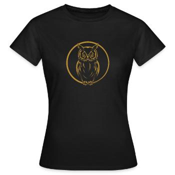 Graphique de hibou Graphique de hibou - T-shirt Femme - noir - Devant - AI Model Female 172 dark (172cm)