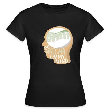 Matcha cerveau matcha latte abstraite matcha pensée - T-shirt Femme - noir - Devant - AI Model Female 172 dark (172cm)