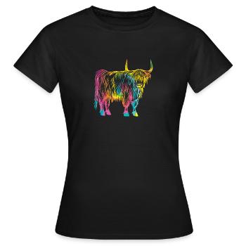 Bovins vaches Bovins Highland - T-shirt Femme - noir - Devant - AI Model Female 172 dark (172cm)