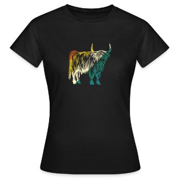 Bovins vaches Bovins Highland - T-shirt Femme - noir - Devant - AI Model Female 172 dark (172cm)