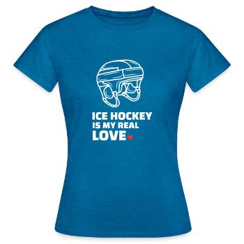 I love ice hockey - Women's T-Shirt - antique blue sapphire heather - Front - AI Model Female 172 dark (172cm)