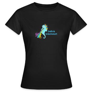 schwimmer,endlich schwimmer,seepferdchen - Frauen T-Shirt - Schwarz - Vorne - AI Model Female 172 dark (172cm)