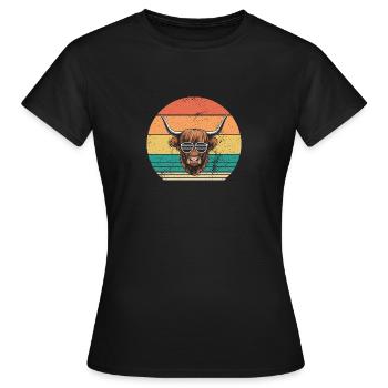 Bovins vaches Bovins Highland - T-shirt Femme - noir - Devant - AI Model Female 172 dark (172cm)