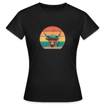 Bovins vaches Bovins Highland - T-shirt Femme - noir - Devant - AI Model Female 172 dark (172cm)