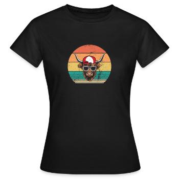 Bovins vaches Bovins Highland - T-shirt Femme - noir - Devant - AI Model Female 172 dark (172cm)