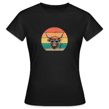 Bovins vaches Bovins Highland - T-shirt Femme - noir - Devant - AI Model Female 172 dark (172cm)