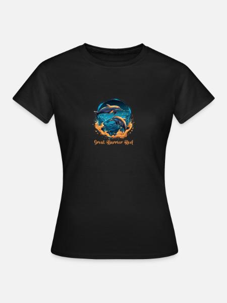 Great Barrier Reef Dolphins - Frauen T-Shirt - Schwarz