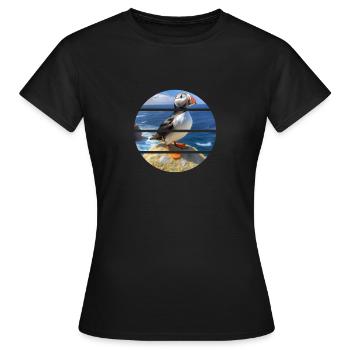 Macareux sur une falaise - T-shirt Femme - noir - Devant - AI Model Female 172 dark (172cm)