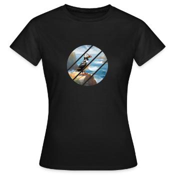 Macareux sur une falaise - T-shirt Femme - noir - Devant - AI Model Female 172 dark (172cm)