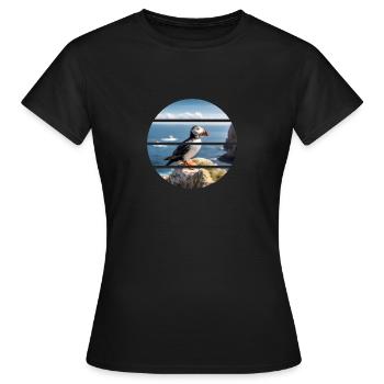 Macareux sur une falaise - T-shirt Femme - noir - Devant - AI Model Female 172 dark (172cm)