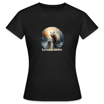 Faune canadienne d’époque - T-shirt Femme - noir - Devant - AI Model Female 172 dark (172cm)