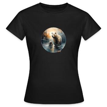 Famille des grizzlis - T-shirt Femme - noir - Devant - AI Model Female 172 dark (172cm)