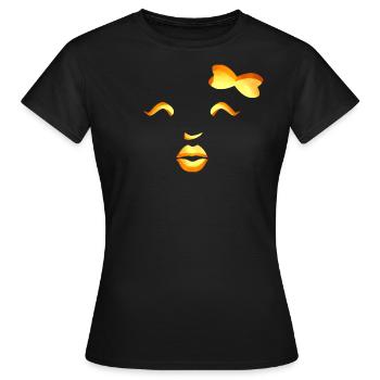 Kürbis Kuss Mund Kerzenschein - DIGITAL - Frauen T-Shirt - Schwarz - Vorne - AI Model Female 172 dark (172cm)