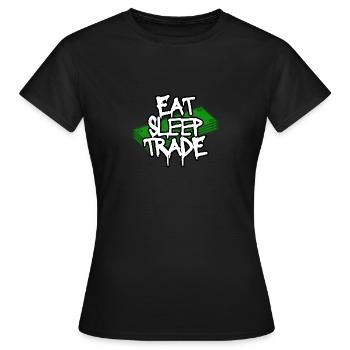 ESSEN. SCHLAFEN. HANDEL. - Frauen T-Shirt - Schwarz - Vorne - AI Model Female 172 dark (172cm)