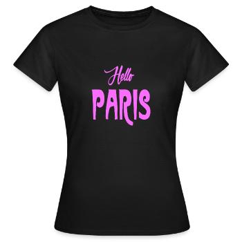 Hello Paris Paris France, Chemise Ville d’Amour - T-shirt Femme - noir - Devant - AI Model Female 172 dark (172cm)