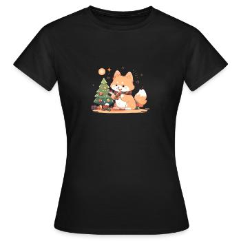 Sapin de Noël panda roux - T-shirt Femme - noir - Devant - AI Model Female 172 dark (172cm)
