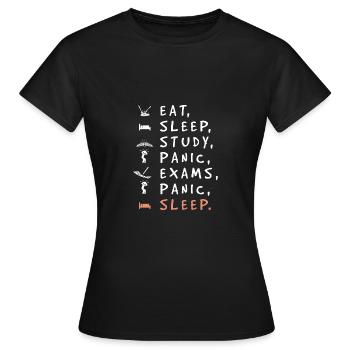 University student - Women's T-Shirt - black - Front - AI Model Female 172 dark (172cm)