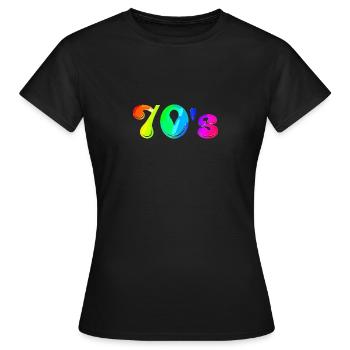 70s | Siebziger | Jahrzehnt | Symbol - Frauen T-Shirt - Schwarz - Vorne - AI Model Female 172 dark (172cm)