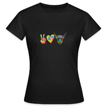 Bovins vaches Bovins Highland - T-shirt Femme - noir - Devant - AI Model Female 172 dark (172cm)