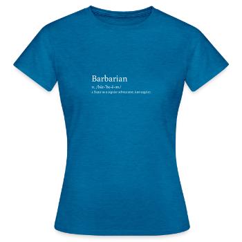 Barbarian Definition - Women's T-Shirt - antique blue sapphire heather - Front - AI Model Female 172 dark (172cm)