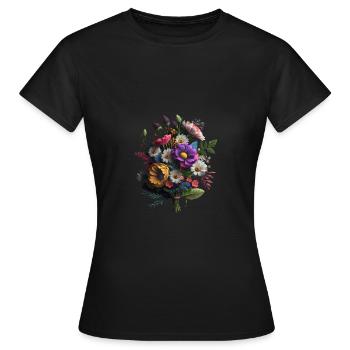 BLUMENSTRAUSS - FRÜHLING - Frauen T-Shirt - Schwarz - Vorne - AI Model Female 172 dark (172cm)