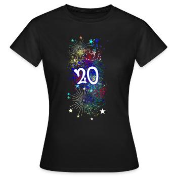 20,birthday,20 years, fireworks, graffiti - Women's T-Shirt - black - Front - AI Model Female 172 dark (172cm)