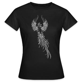 Phénix immortel Dessin de type minimal ligne - T-shirt Femme - noir - Devant - AI Model Female 172 dark (172cm)