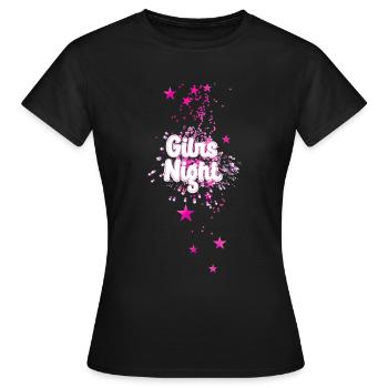 girls night,sterne,rosa,pink,girly, - Frauen T-Shirt - Schwarz - Vorne - AI Model Female 172 dark (172cm)