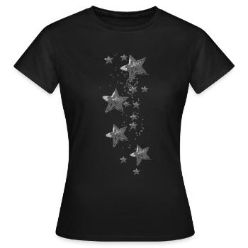 Stars,sequins, silver, star - Women's T-Shirt - black - Front - AI Model Female 172 dark (172cm)