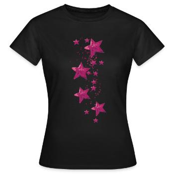 sterne,pailetten, pink, stern - Frauen T-Shirt - Schwarz - Vorne - AI Model Female 172 dark (172cm)