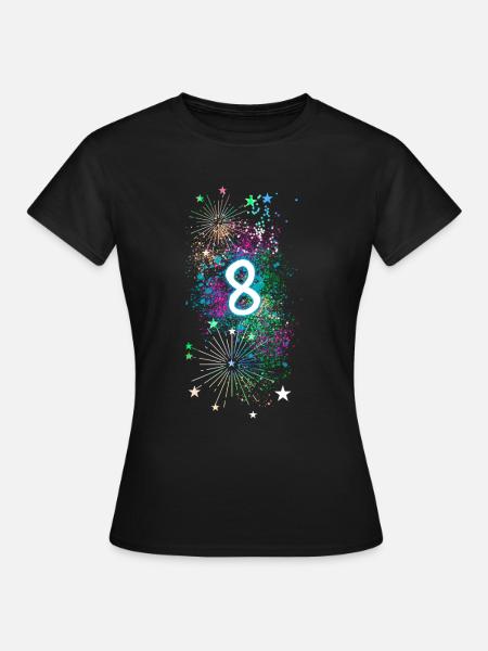 8,birthday,8 years, fireworks, graffiti - Women's T-Shirt - black