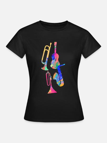 Jazz,Instruments,Trumpet,Guitar,Saxophone - Women's T-Shirt - black