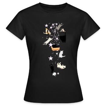 Chats,Chat,Étoiles,illustration - T-shirt Femme - noir - Devant - AI Model Female 172 dark (172cm)