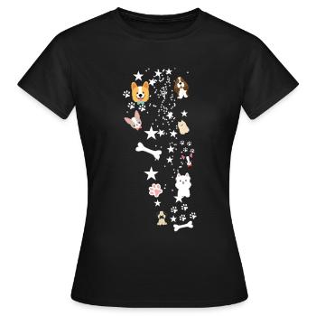 Hundepfote, Hunde,hund, Sterne, illustration - Frauen T-Shirt - Schwarz - Vorne - AI Model Female 172 dark (172cm)