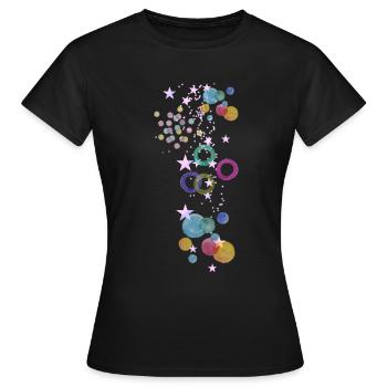 Stars, Watercolor,Drawing, Illustration,Circles - Women's T-Shirt - black - Front - AI Model Female 172 dark (172cm)