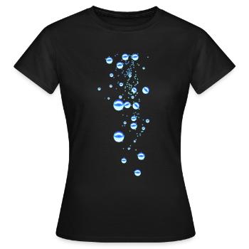 Blue, pearls, pearl, rain, stars, rivets - Women's T-Shirt - black - Front - AI Model Female 172 dark (172cm)