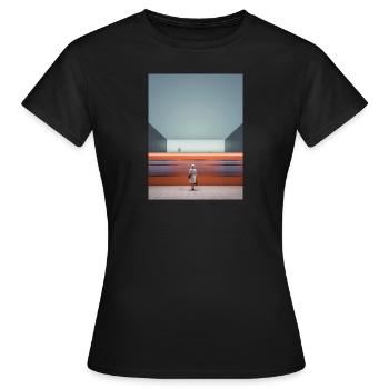 Femme En Robe Rayée Attendant - T-shirt Femme - noir - Devant - AI Model Female 172 dark (172cm)