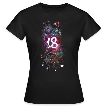 18,birthday,18 years, fireworks, graffiti - Women's T-Shirt - black - Front - AI Model Female 172 dark (172cm)