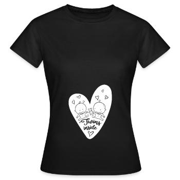 TWINS INSIDE JUMEAUX ENCEINTE - T-shirt Femme - noir - Devant - AI Model Female 172 dark (172cm)