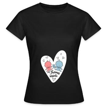 TWINS INSIDE BÉBÉ ENCEINTES JUMEAUX - T-shirt Femme - noir - Devant - AI Model Female 172 dark (172cm)