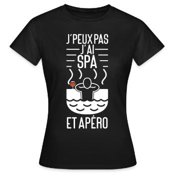 J'peux Pas J'ai SPA et Apéro - T-shirt Femme - noir - Devant - AI Model Female 172 dark (172cm)
