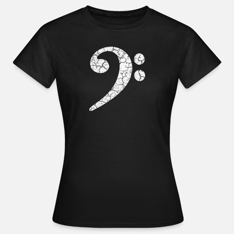 Clé de fa avec un effet grunge cool dans un look usé - T-shirt Femme - noir